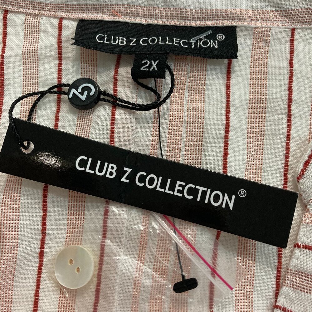 NWT Club Z Collection Long Roll Tab Sleeve Button Up Shirt Cover Up Tunic 2X - Picture 10 of 14